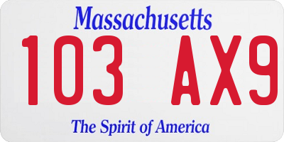 MA license plate 103AX9