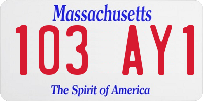 MA license plate 103AY1