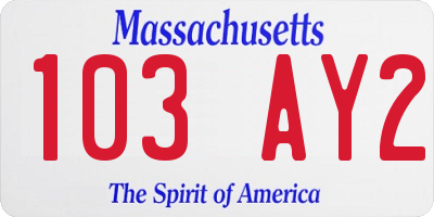 MA license plate 103AY2