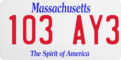 MA license plate 103AY3