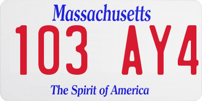 MA license plate 103AY4