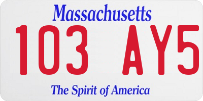 MA license plate 103AY5