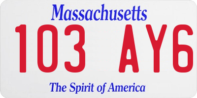 MA license plate 103AY6