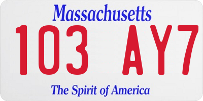 MA license plate 103AY7