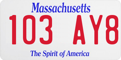 MA license plate 103AY8
