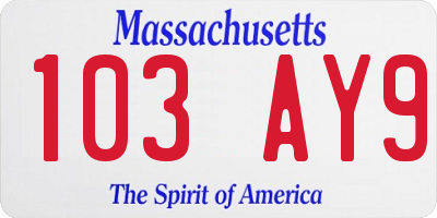 MA license plate 103AY9