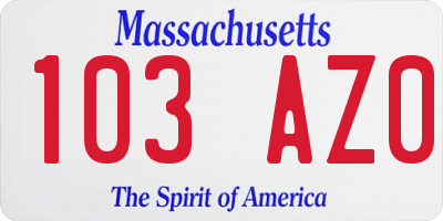 MA license plate 103AZ0