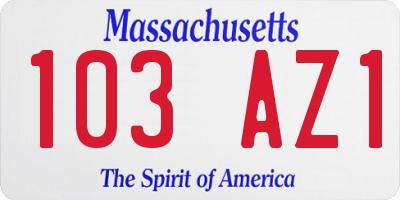 MA license plate 103AZ1