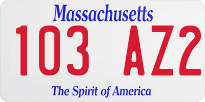MA license plate 103AZ2