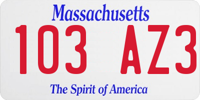 MA license plate 103AZ3