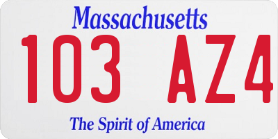 MA license plate 103AZ4