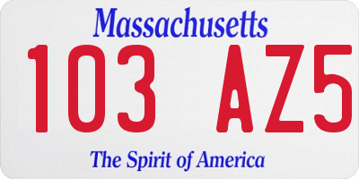 MA license plate 103AZ5