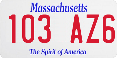 MA license plate 103AZ6