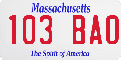 MA license plate 103BA0