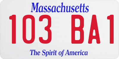 MA license plate 103BA1