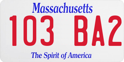 MA license plate 103BA2