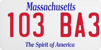 MA license plate 103BA3