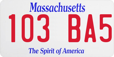 MA license plate 103BA5