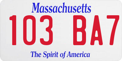 MA license plate 103BA7