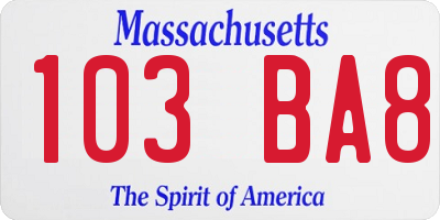MA license plate 103BA8
