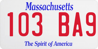 MA license plate 103BA9
