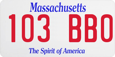 MA license plate 103BB0
