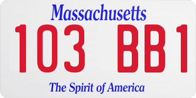 MA license plate 103BB1