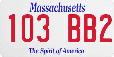 MA license plate 103BB2