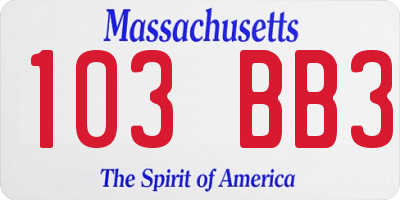 MA license plate 103BB3