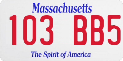 MA license plate 103BB5