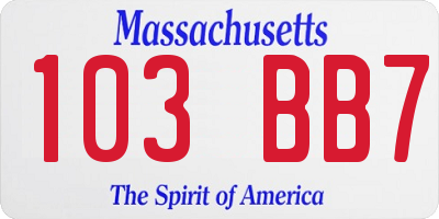 MA license plate 103BB7