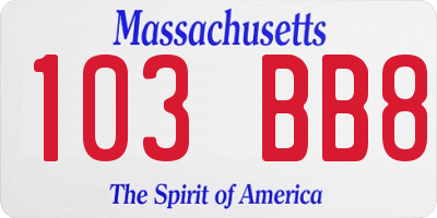 MA license plate 103BB8