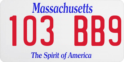 MA license plate 103BB9