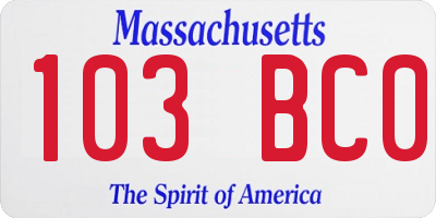 MA license plate 103BC0