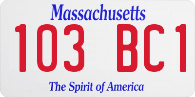 MA license plate 103BC1
