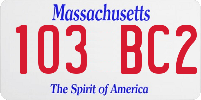 MA license plate 103BC2