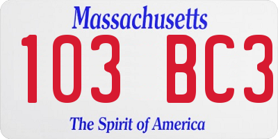 MA license plate 103BC3