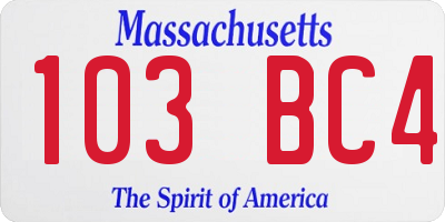 MA license plate 103BC4