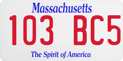 MA license plate 103BC5