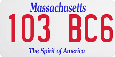 MA license plate 103BC6