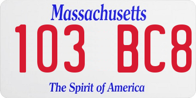 MA license plate 103BC8