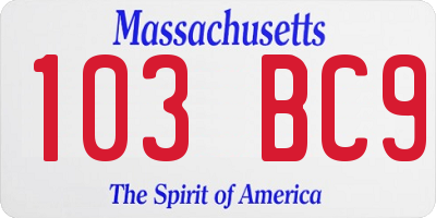 MA license plate 103BC9