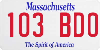 MA license plate 103BD0