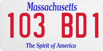 MA license plate 103BD1