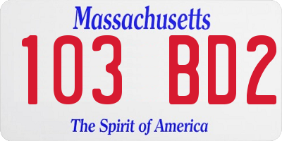 MA license plate 103BD2