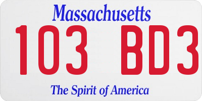 MA license plate 103BD3