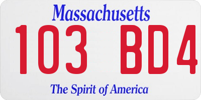 MA license plate 103BD4