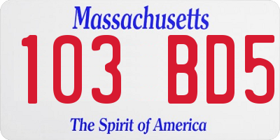 MA license plate 103BD5