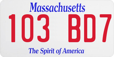MA license plate 103BD7