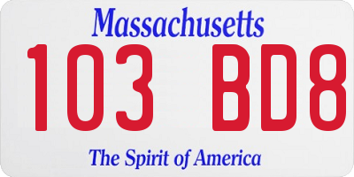 MA license plate 103BD8